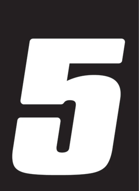 Hardline Dirt Digits 3pk 5.5 Zoll – Hochglanz Zahl 5 – Weiß