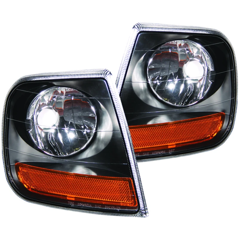 ANZO Eckleuchten 1997-2003 Ford F-150 HARLEY DAVIDSON Stil Eckleuchten Schwarz mit Amber Reflektor
