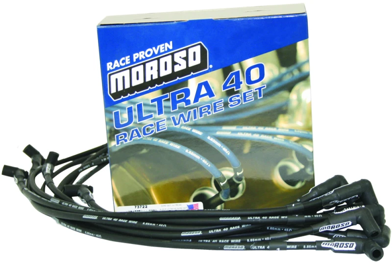 Moroso Chevrolet Small Block (Sprint Car) Ignition Wire Set - Ultra 40 - Unsleeved - HEI - Black