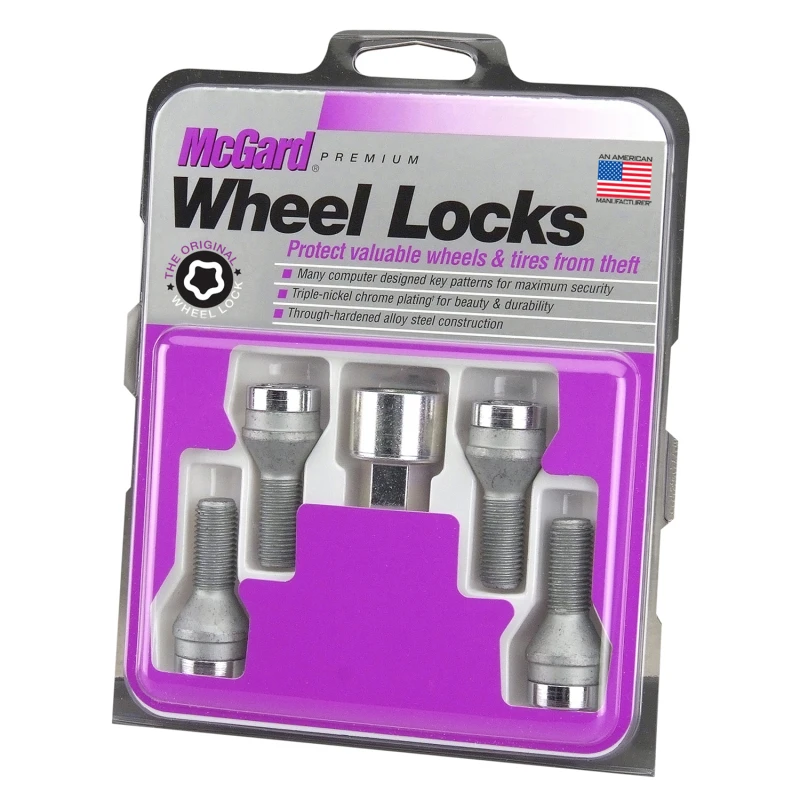 McGard Wheel Lock Bolt Set - 4pk. (Cone Seat) M12X1.5 / 21mm Hex / 36.3mm Shank Length - Chrome