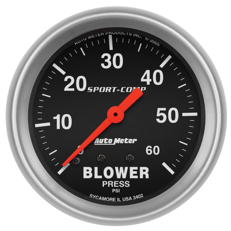 Autometer Sport Comp Mechanical 2 5/8in 60 psi Blower Pressure Gauge
