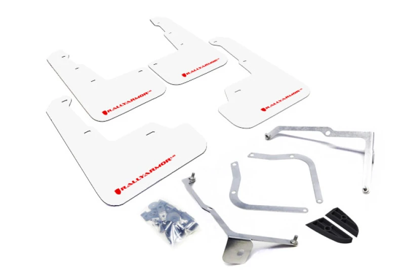 Rally Armor für 15-21 Subaru WRX/STI Weißes UR-Spritzschutz mit rotem Logo