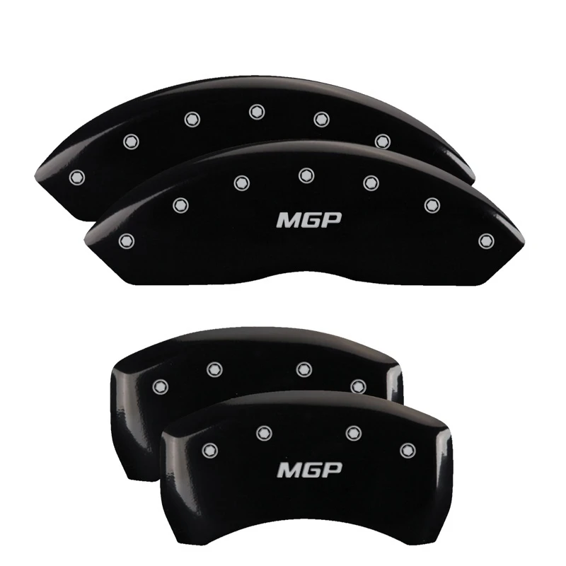 MGP 4 Bremse Caliper Abdeckungen Graviert Vorne & Hinten MGP Schwarz Finish Silber