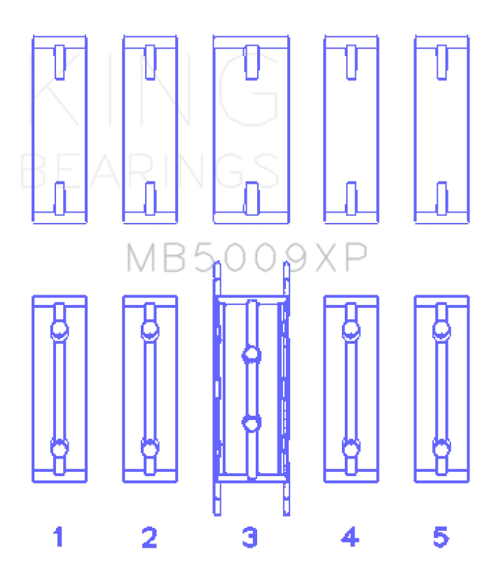 King Engine Bearings Ford Fiesta 1.25I (ZETec/Ecoboost 1.6) (Size +0.50mm) Main Bearing Set
