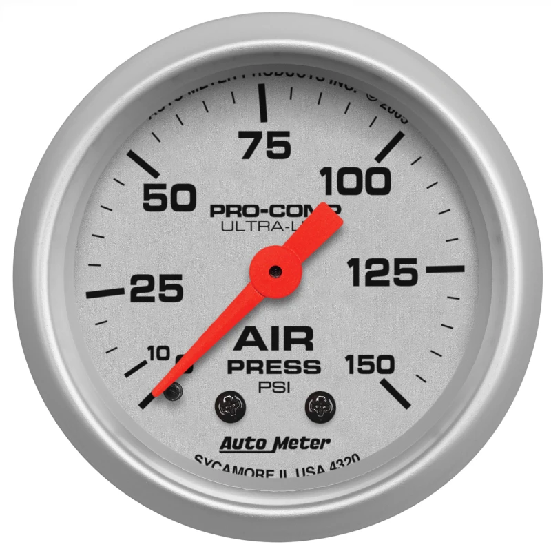 Autometer Ultra-Lite 2-1/16in 0-150 PSI Mechanical Air Pressure Gauge