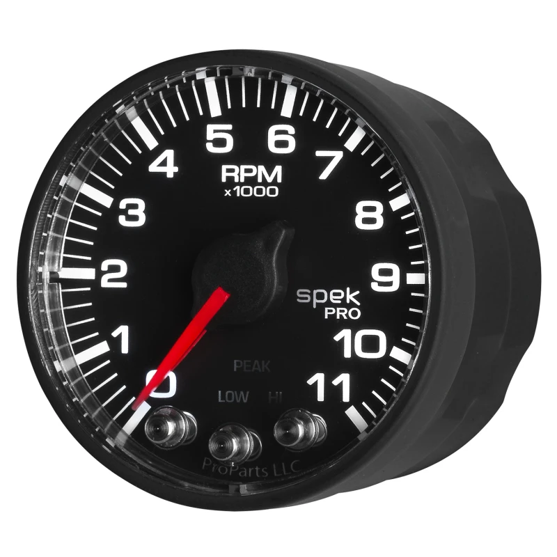 Autometer Spek-Pro Gauge Tach 2 1/16in 11K Rpm W/ Shift Light & Peak Mem - Blk/Blk