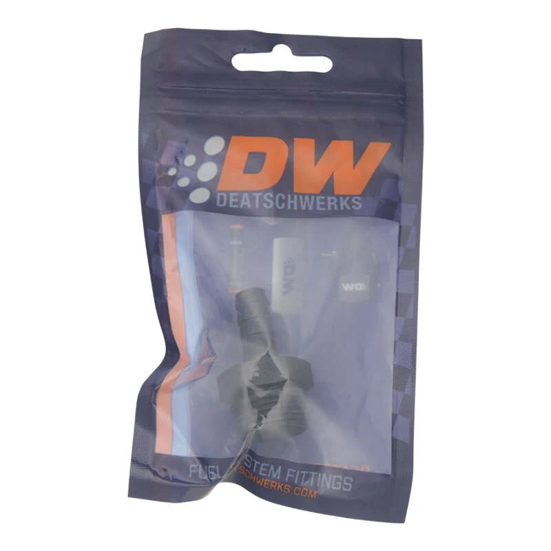 DeatschWerks 10AN ORB-Männlich auf 3/8 Zoll männlich Triple Barb Fitting (inkl. O-Ring) - Anodisiert Matt Schwarz
