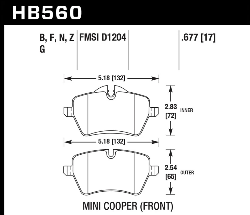 Hawk 06-15 Mini Cooper DTC-60 Renn-Bremsbeläge vorne