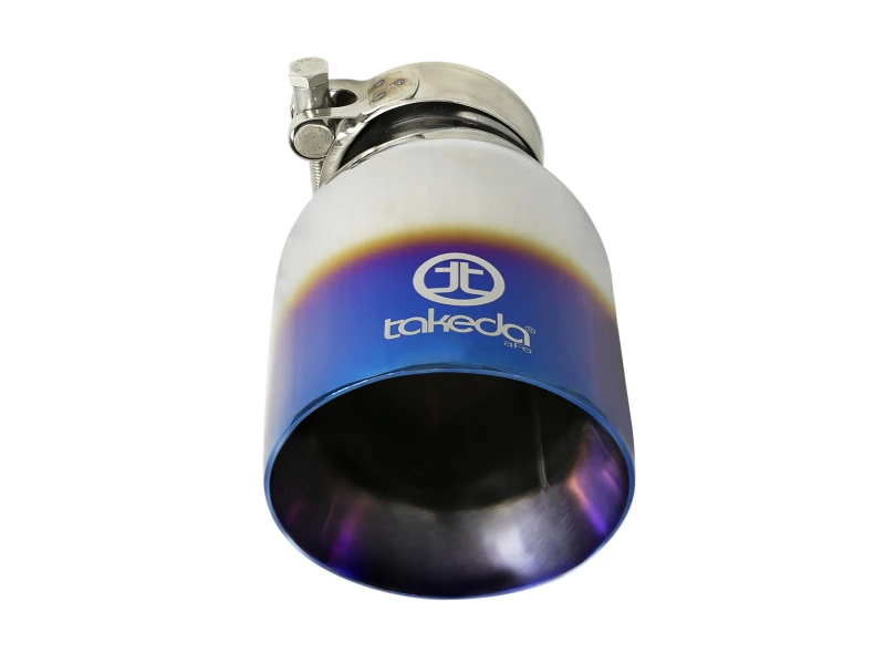 aFe Takeda 304 Edelstahl-Klemmschelle Auspuff-Endrohr 2,5 Zoll Einlass / 4 Zoll Auslass - Blaue Flamme