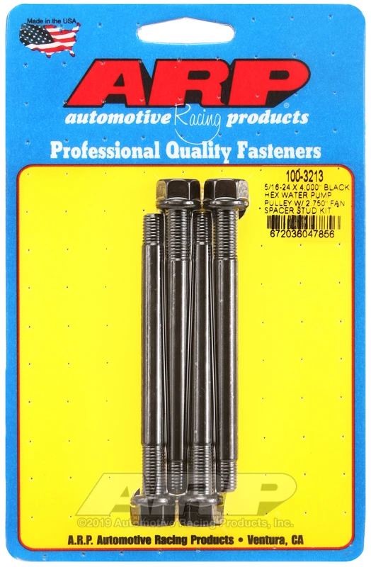 ARP 5/16-24 X 4.000 Schwarzes Sechskant-Wasserpumpen-Riemenscheibe-Kit mit 2.750in Lüfterabstandshalter