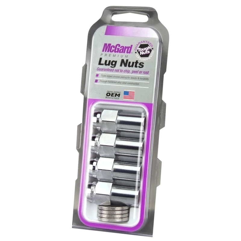 McGard Hex Lug Nut (Long Shank -.946in.) M12X1.5 / 13/16 Hex / 1.85in. Length (4-pack) - Chrome