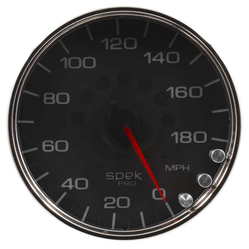Autometer Spek-Pro Gauge Speedometer 5in 180 Mph Elec. Programmable Black/Chrome