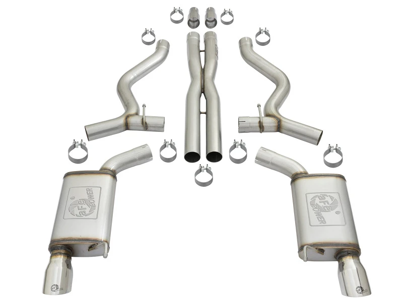 aFe MACHForce XP 3-Zoll-304-Edelstahl-Cat-Back-Auspuff mit polierten Spitzen 15-17 Ford Mustang GT V8-5.0L/V6-3.7L