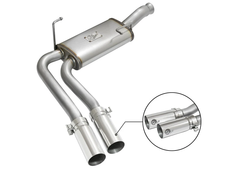 aFe Rebel Series CB Middle-Side Exit SS Auspuff mit polierten Endstücken 09-16 GM Silverado/Sierra V6/V8