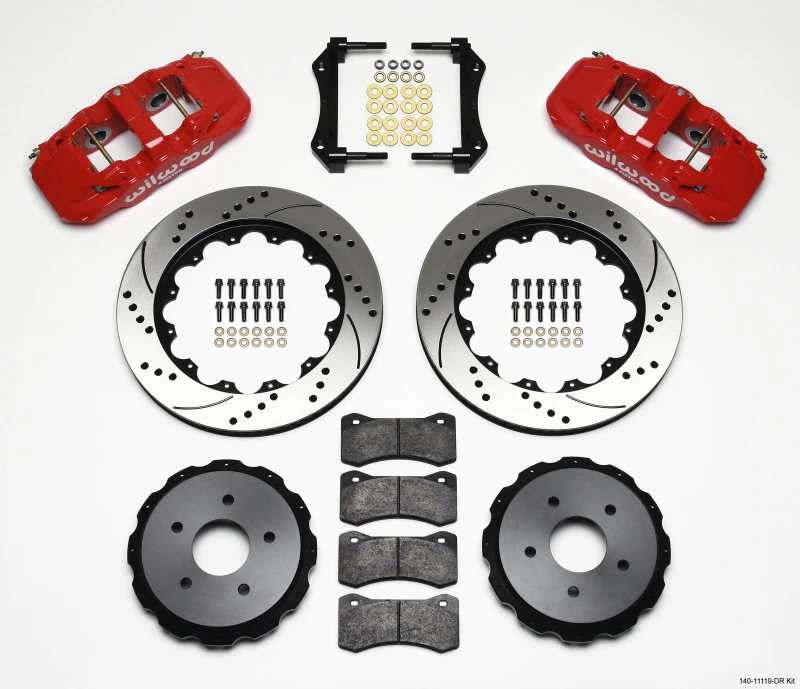 Wilwood AERO4 Hinterrad-Bremse-Kit 14,00 Zoll gebohrt rot 97-04 Corvette C5/Z06 05-13 C6