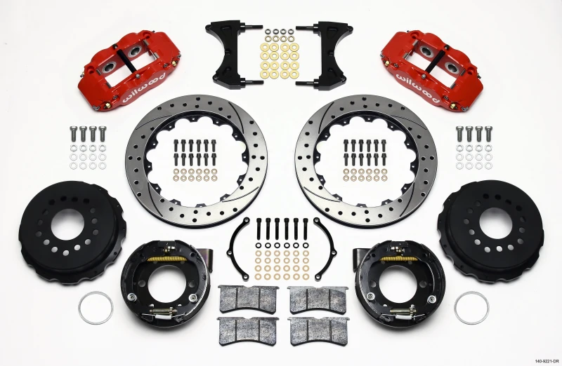 wilwood_140-9221-DR-6795719568149 Wilwood Narrow Superlite 4R Hintere Bremse Kit 12,88 Zoll Bohrung Rot 2005-2014 Mustang