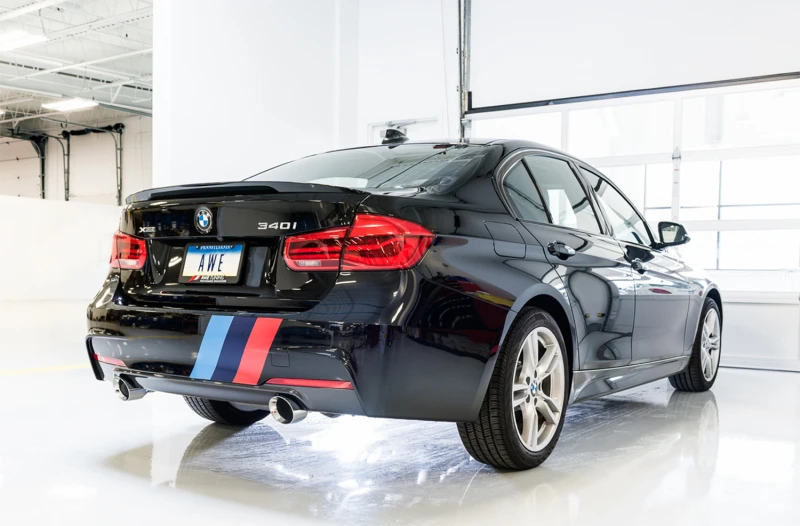 AWE Tuning BMW F3X 340i Touring Edition Axle-Back Auspuff - Diamantschwarze Endrohre (102mm)