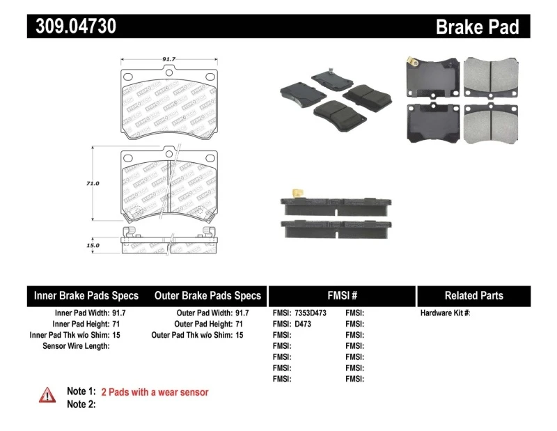 stoptech_309.04730-6794f04d54def StopTech Performance 91-03 Ford Escort ZX2 / 92-95 Mazda MX-3 Front Brake Pads