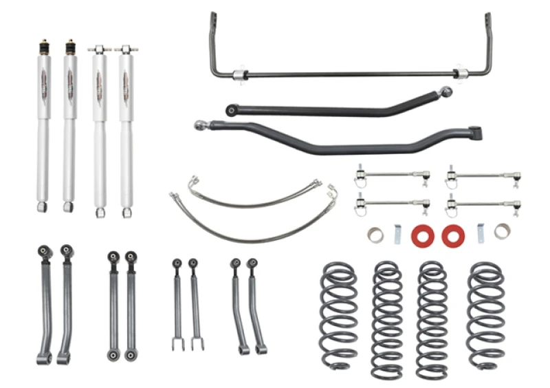 Belltech 07-17 Jeep Wrangler Rubicon Unlimited JK 4dr 4in Trail Perf Lift Kit mit hinterer Querstange
