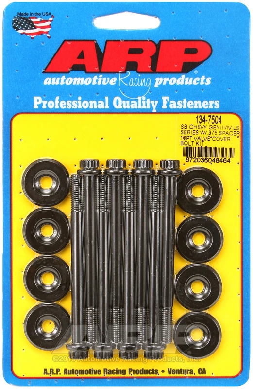 ARP Kleiner Block Chevy GENIII/IV LS-Serie.375 Abstandshalter 12pt Ventildeckel-Schraubensatz - Schwarz für Kleiner Block Chevy GENIII/IV LS-Serie