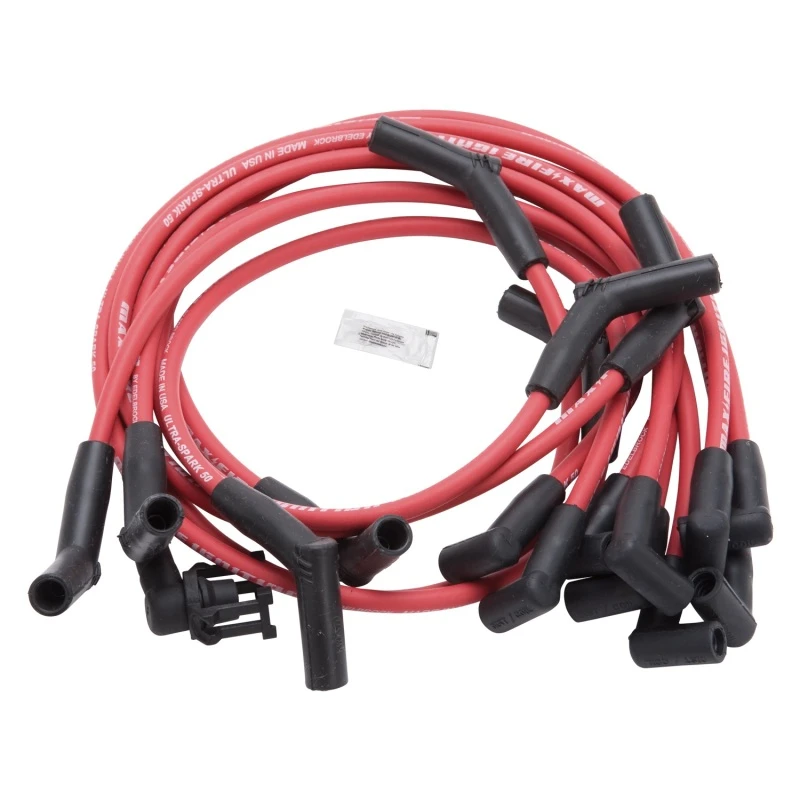Edelbrock Zündkerzenkabel-Set SBF 83-96 50 Ohm Widerstand Rotes Kabel (Set aus 10)