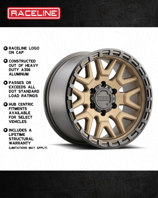 Raceline 953BZ Krank 17x8.5in / 6x139.7 BP / 0mm Offset / 106.1mm Bore - Bronze Wheel