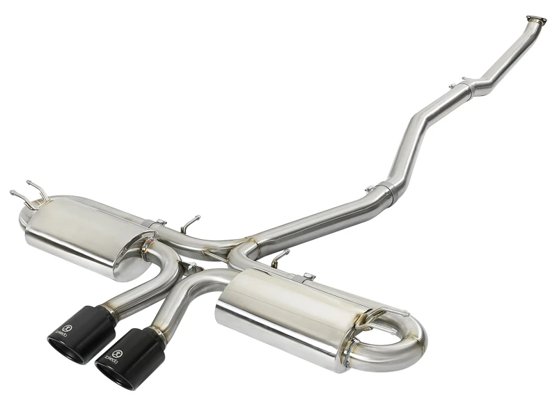aFe Takeda 3 Zoll 304 SS Kat-Back-Abgasanlage mit Dual-Center-Schwarz-Tipps 17+ Honda Civic Si (2dr) I4 1,5L