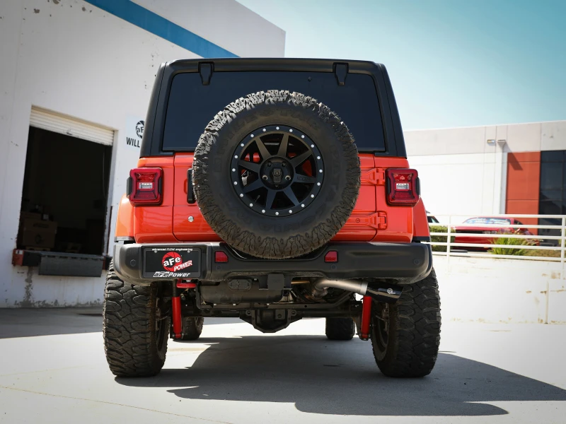 aFe 20-21 Jeep Wrangler Großbohr-HD 3 Zoll 304 Edelstahl DPF-Back Abgasanlage - Schwarze Spitze