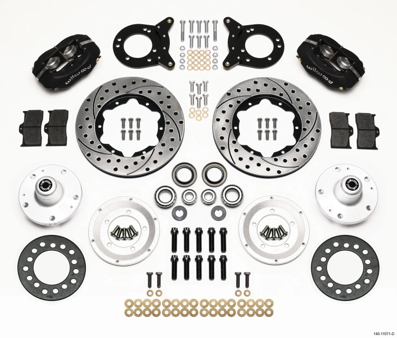 Wilwood Forged Dynalite Vorderrad-Kit 11,00 Zoll gebohrt 1965-1969 Mustang Disc & Drum Spindel