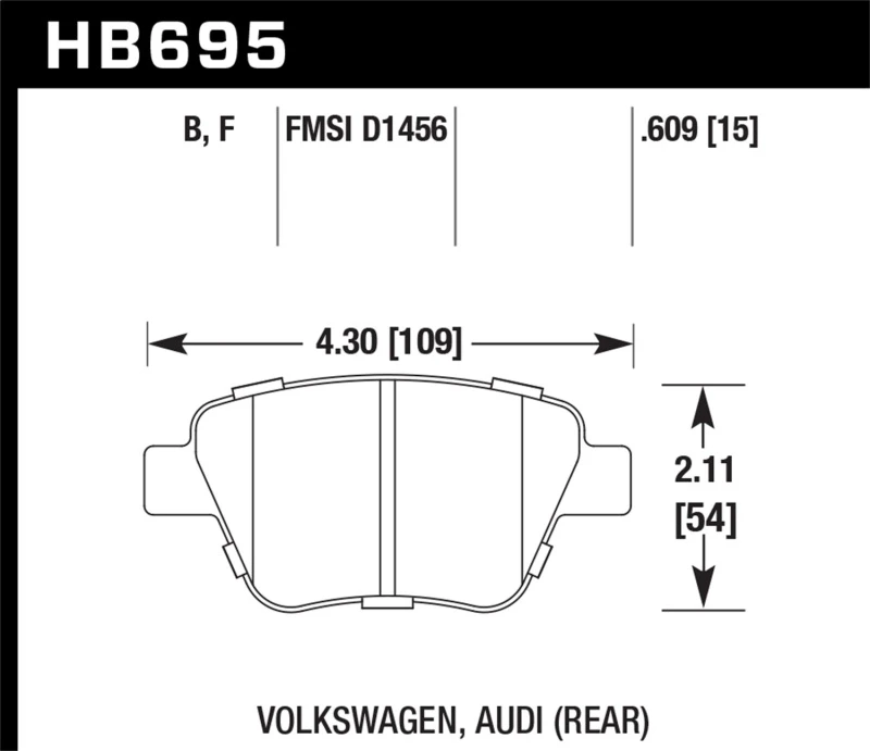 hawk-performance_HB695F.609-6793422d3a46e Hawk 12 Audi A3 / 11-12 VW Golf GTI/Jetta S/Jetta SE/Jetta SEL/Jetta TDI HPS Street Rear Brake Pads