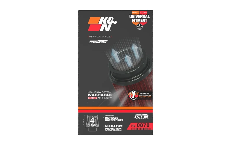 K&N Universal Rubber Filter 4inch FLG / 6inch OD-B / 4-5/8inch OD-T / 9inch H