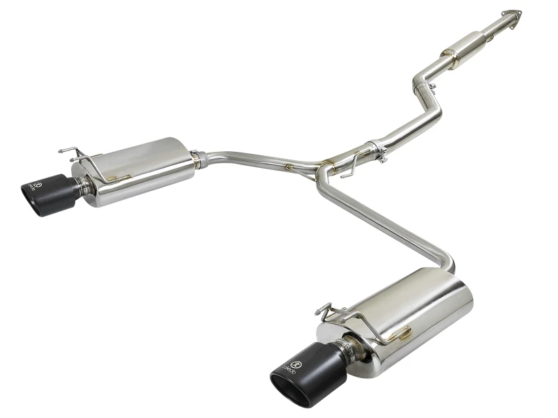 aFe Takeda Auspuff 304SS Dual Cat-Back mit schwarzen Endrohren 13-17 Honda Accord LX/EX/EX-L Limousine L4 2.4L