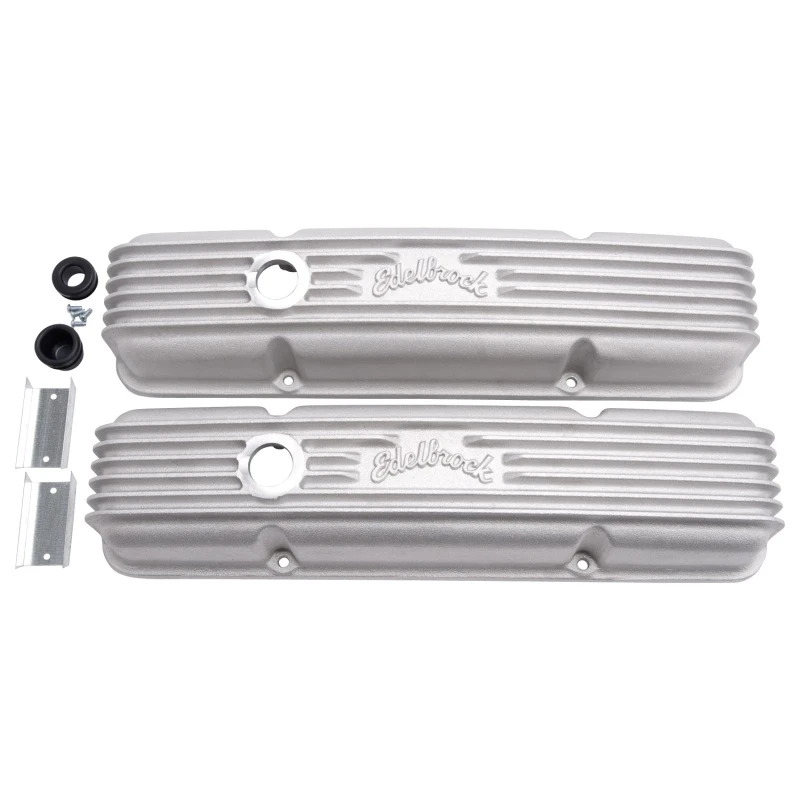 Edelbrock Ventildeckel Classic Series Chevrolet 1959-1986 262-400 CI V8 mit Breather-Löchern Satin