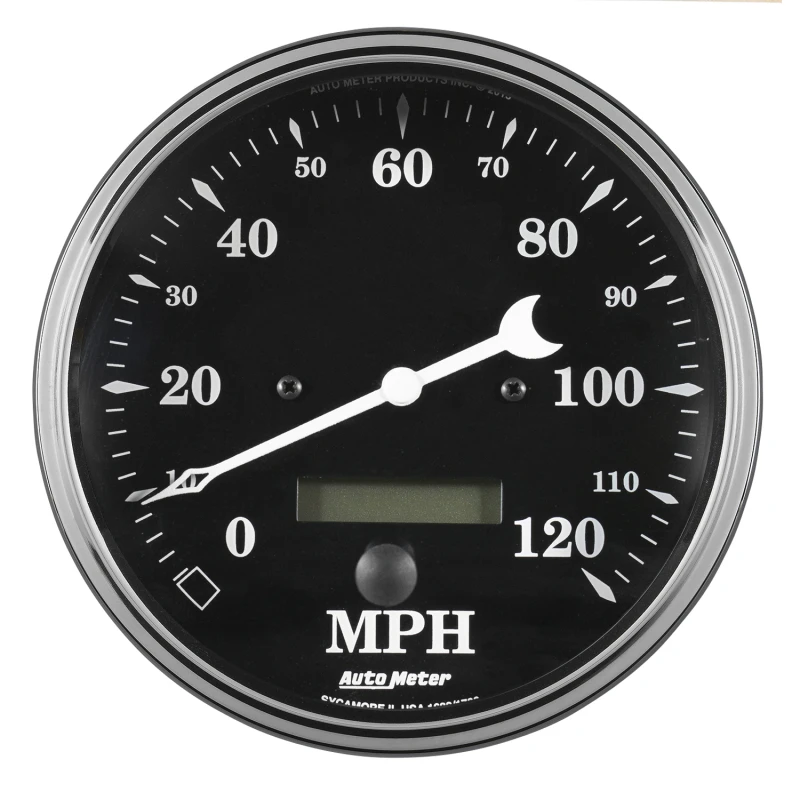 Auto Meter Geschwindigkeitsmesser. 5 Zoll 120mph Elektronisch programmierbar mit LCD-Odometer Old Tyme Black