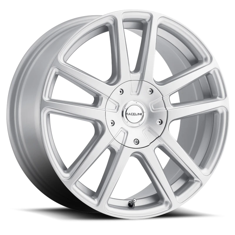 Raceline 145S Encore 18x8in / 5x108/5x114.3 BP / 40mm Offset / 72.62mm Bore - Gloss Silver Wheel
