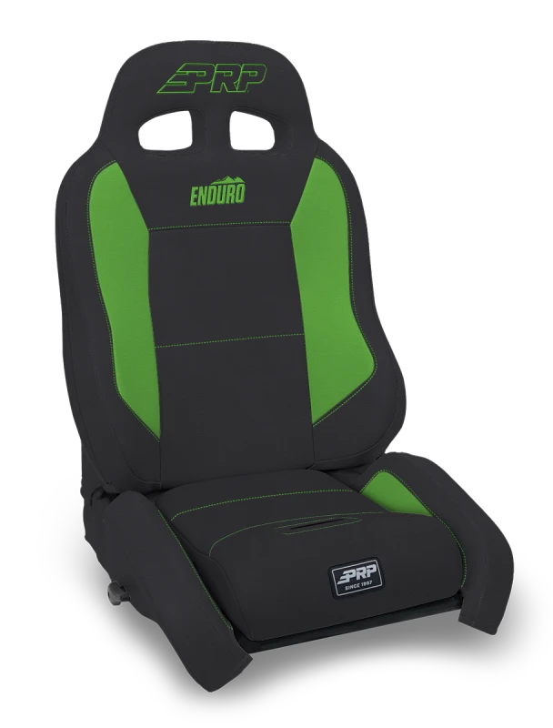 PRP EnduroCrawl Reclining Suspension Seat - Black/Green Vinyl - Driver