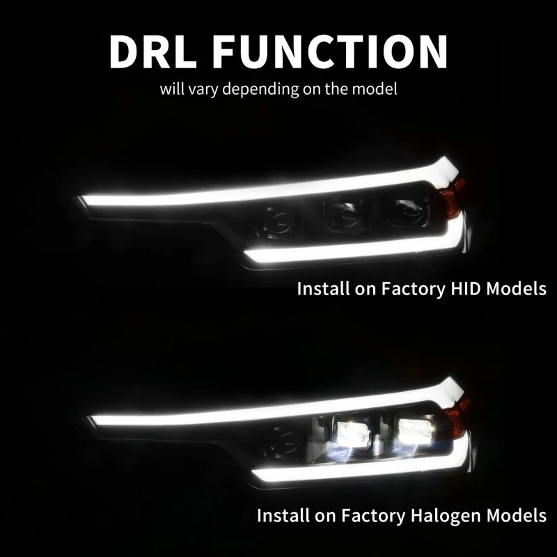 Anzo 2023+ Chevy Colorado Full LED Proj. Headlights w/ Black Housing - Seq. Lightbar w. DRL