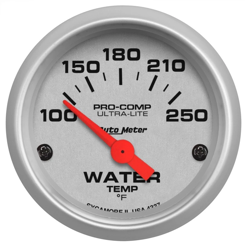 Autometer Ultra-Lite 52mm 100-250 Deg F Short Sweep ElectricWater Temp Gauge