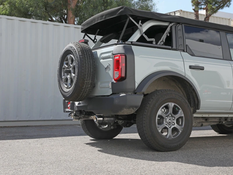 aFe Vulcan 3-Zoll-304-Edelstahl-Achsantriebs-Abgasanlage 2021 Ford Bronco L4-2,3L (t)/V6-2,7L (tt) mit polierten Endrohren