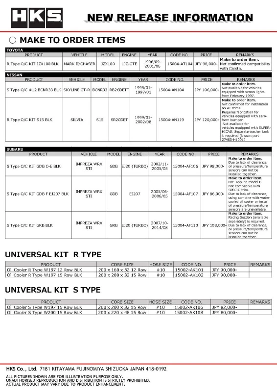 HKS S Type O/C KIT SINGLE Z34 VQ37VHR BLK