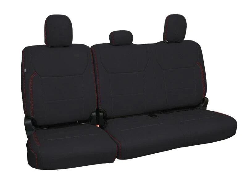 PRP 2021+ Ford 150/ 2023+ SuperDuty Rear Seat Covers (Pair) - Black w/ Red Stitch