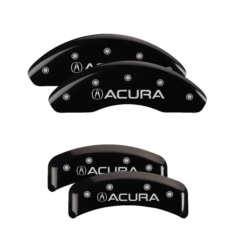 MGP 4 Bremse Caliper Abdeckungen Graviert Vorne & Hinten Acura Schwarz finish silber ch