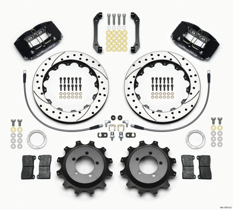 Wilwood Dynapro Radial Rear Kit 12,88 Zoll gebohrt 2006-2007 für Subaru WRX mit Leitungen