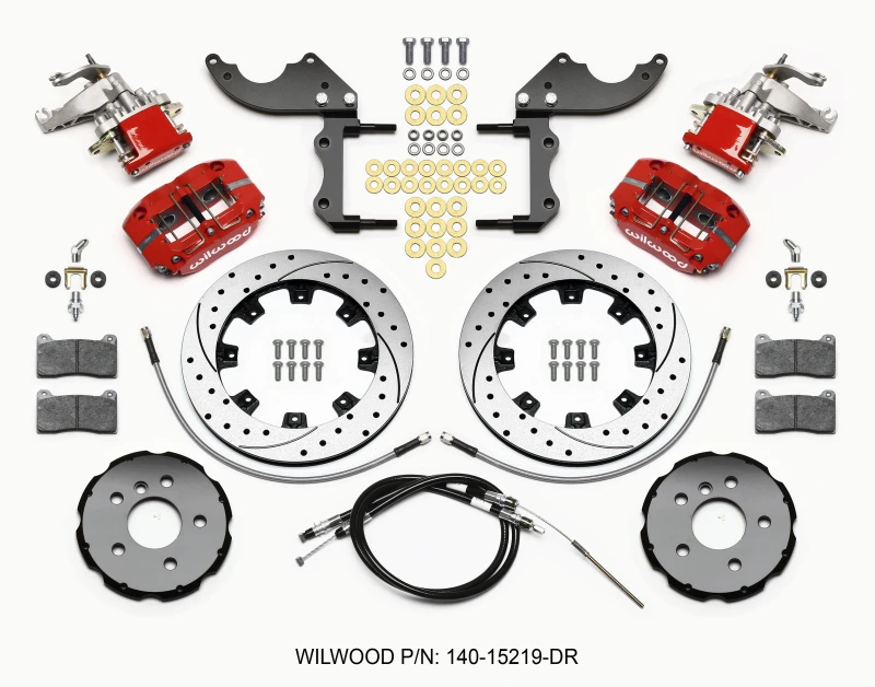 Wilwood Dynapro Radial4 / MC4 Hinterrad-Kit 12,19 Bohrungen Rot 2014-2015 Mini Cooper mit Leitungen & Kabeln