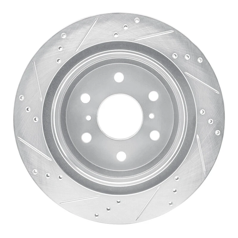 DFC 07-20 Cadillac Escalade Rear Right Drilled & Slotted Silver Brake Rotor