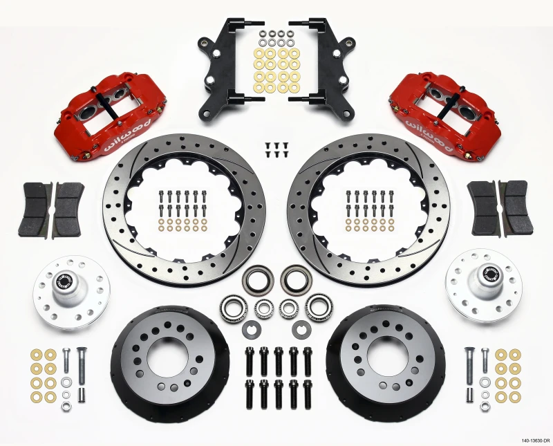 Wilwood Narrow Superlite 6R Vorderrad-Kit 12,88 Zoll Lochabstand Rot 60-68 Ford / Mercury Vollgröße / Galaxie