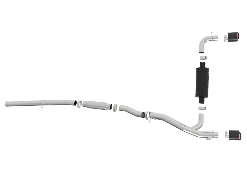 aFe Takeda 3-Zoll-304-Edelstahl-Cat-Back-Abgassystem mit Carbon-Faser-Tipps 16-18 Ford Focus RS I4-2.3L (t)