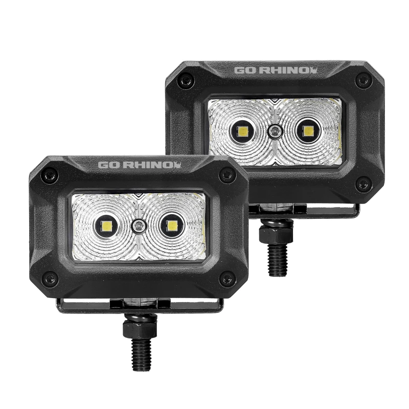 Go Rhino Xplor Bright Series Rechteckige LED-Flutlicht-Anlage (Oberfläche/Gewinde-Standard-Montage) 3x2 - Schwarz (Paar)