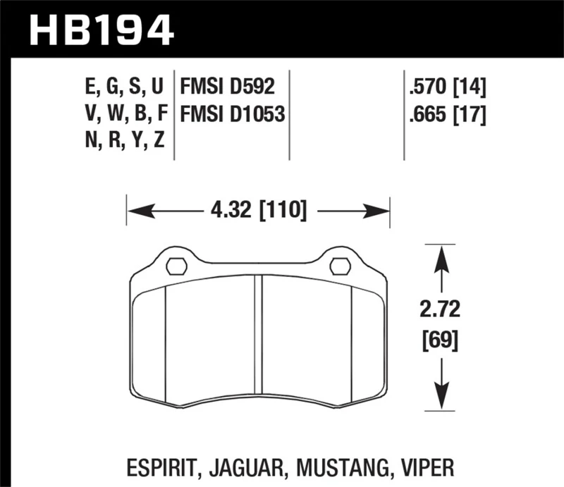 hawk-performance_HB194F.570-679341df45892 Hawk 2005-2005 Volvo S40 I HPS 5.0 Hintere Bremse Beläge
