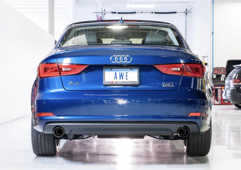 AWE Tuning Audi 8V A3 Touring Edition Auspuff - Doppel Auslass Chrom Silber 90 mm Endrohre